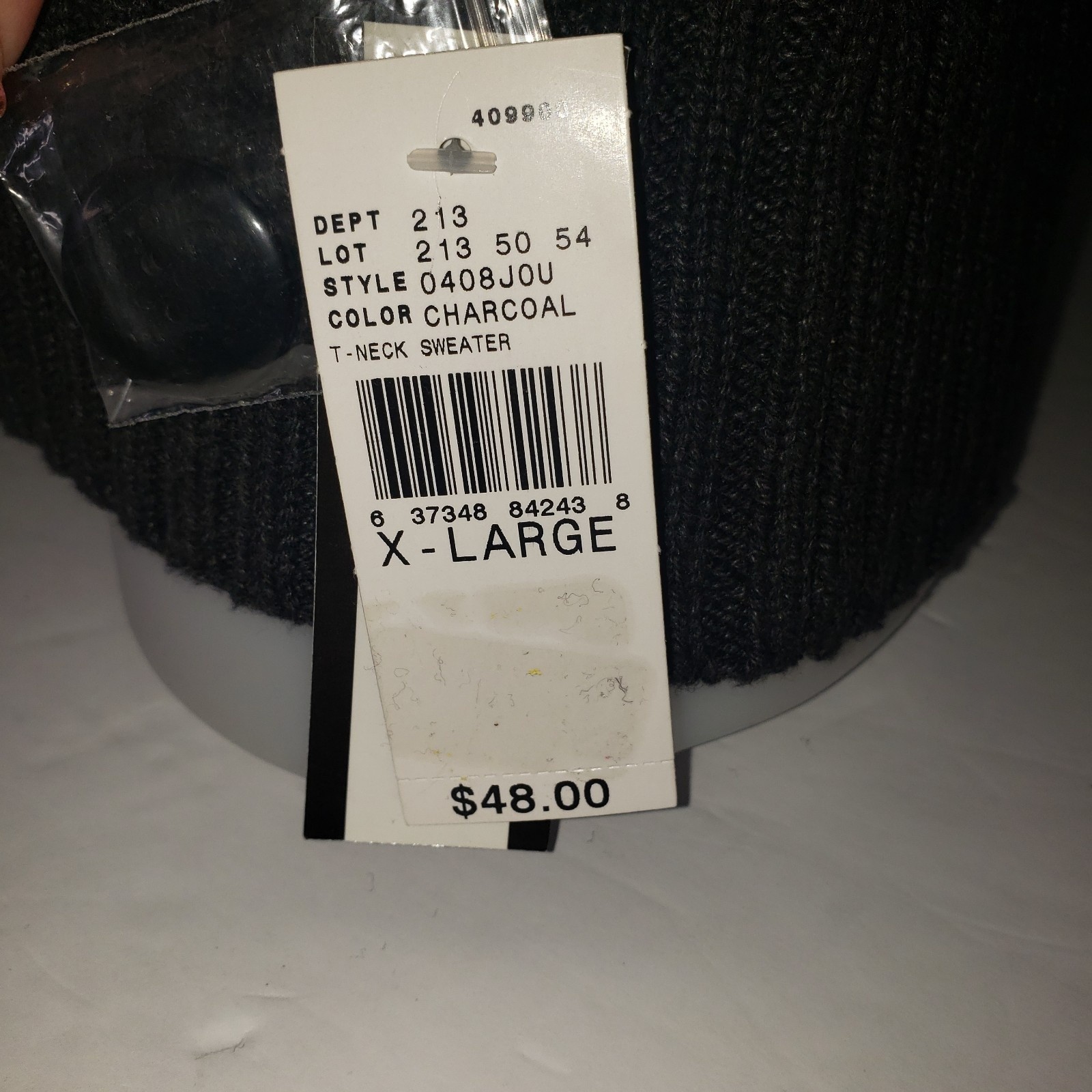 Ab Studio Dark Charcoal Gray Button Cowl Neck Turtleneck Sweater Size Xl New — image 5 of 8